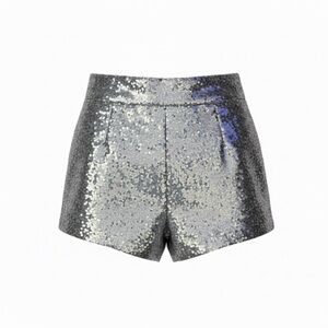 AKIRA Silver Sequin High Waist Shorts